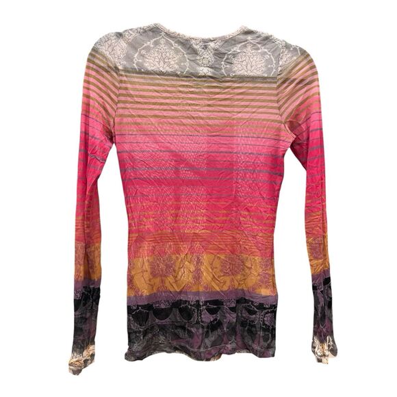 Y2K Express Sheer Mesh Top M Multicolor LongSleeve Fairy Grunge Gothic Indie Alt - Picture 2 of 6